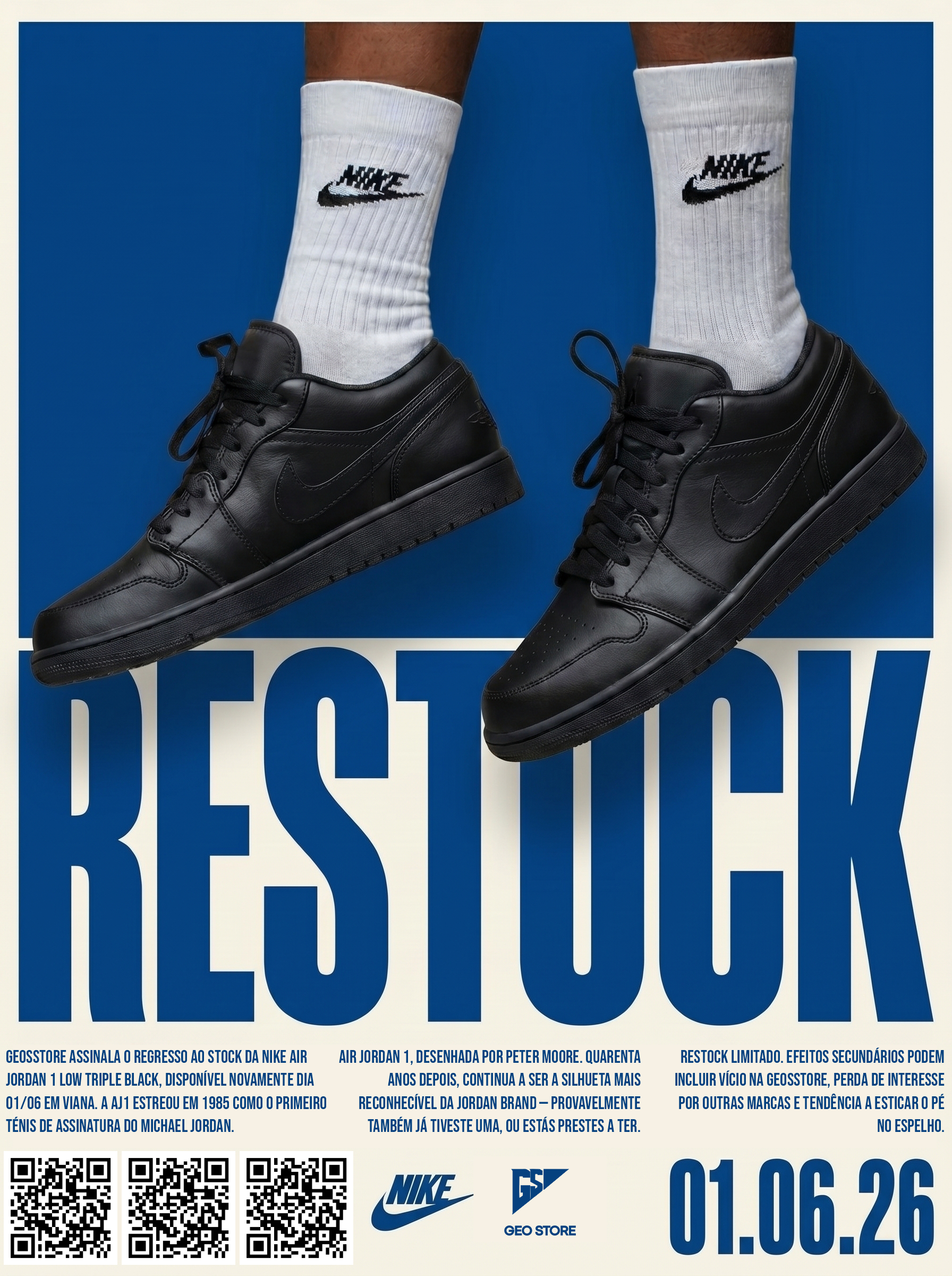 Restock Air Jordan 1 Low Triple Black